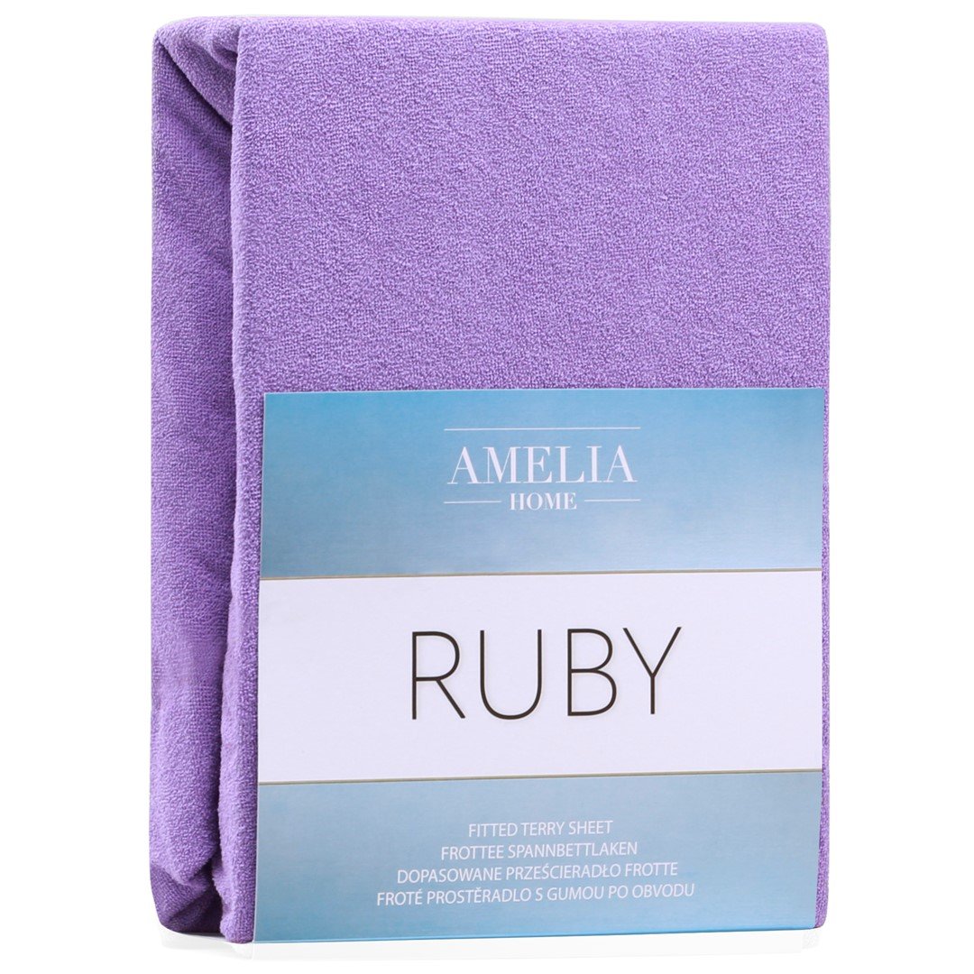 Frotinė paklodė su guma Ameliahome RUBY Purple, 200x200 cm