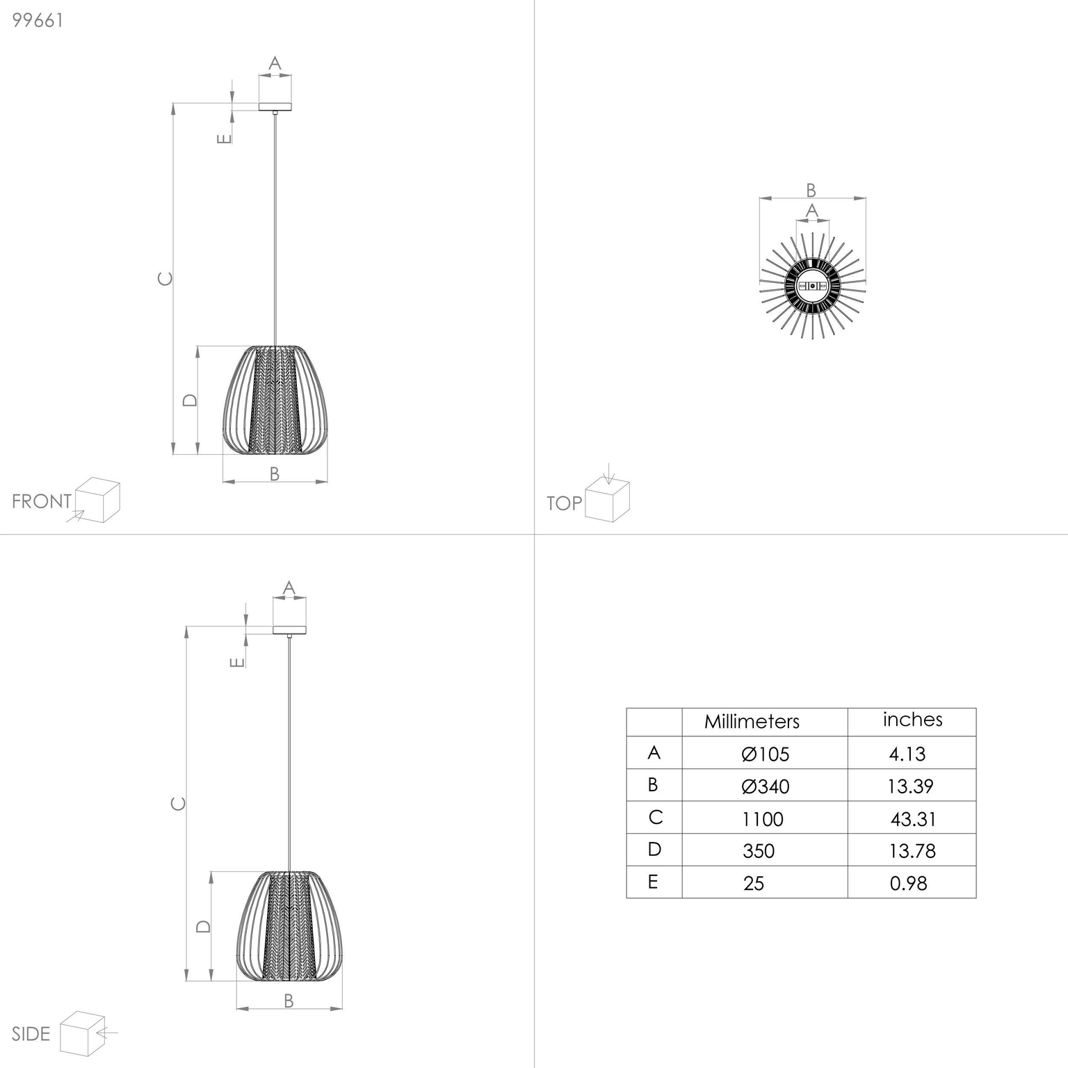 Pakabinamas šviestuvas EGLO Curasao, 1 x E27, 40W, juodos/ aukso sp., ø33,5 x h110 cm - 4