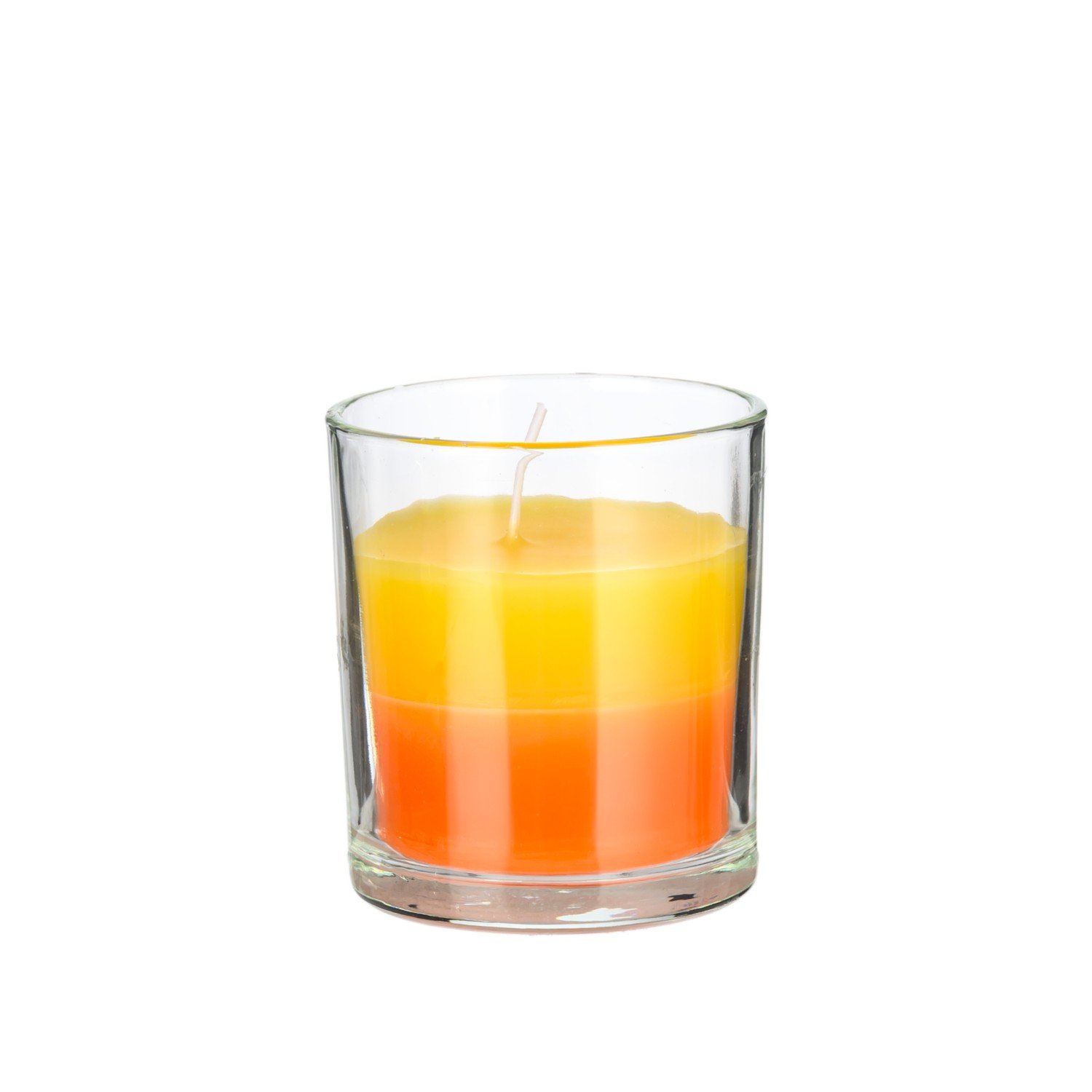 Žvakė stikliniame indelyje, įv. spalvų, 7 x 8 cm
