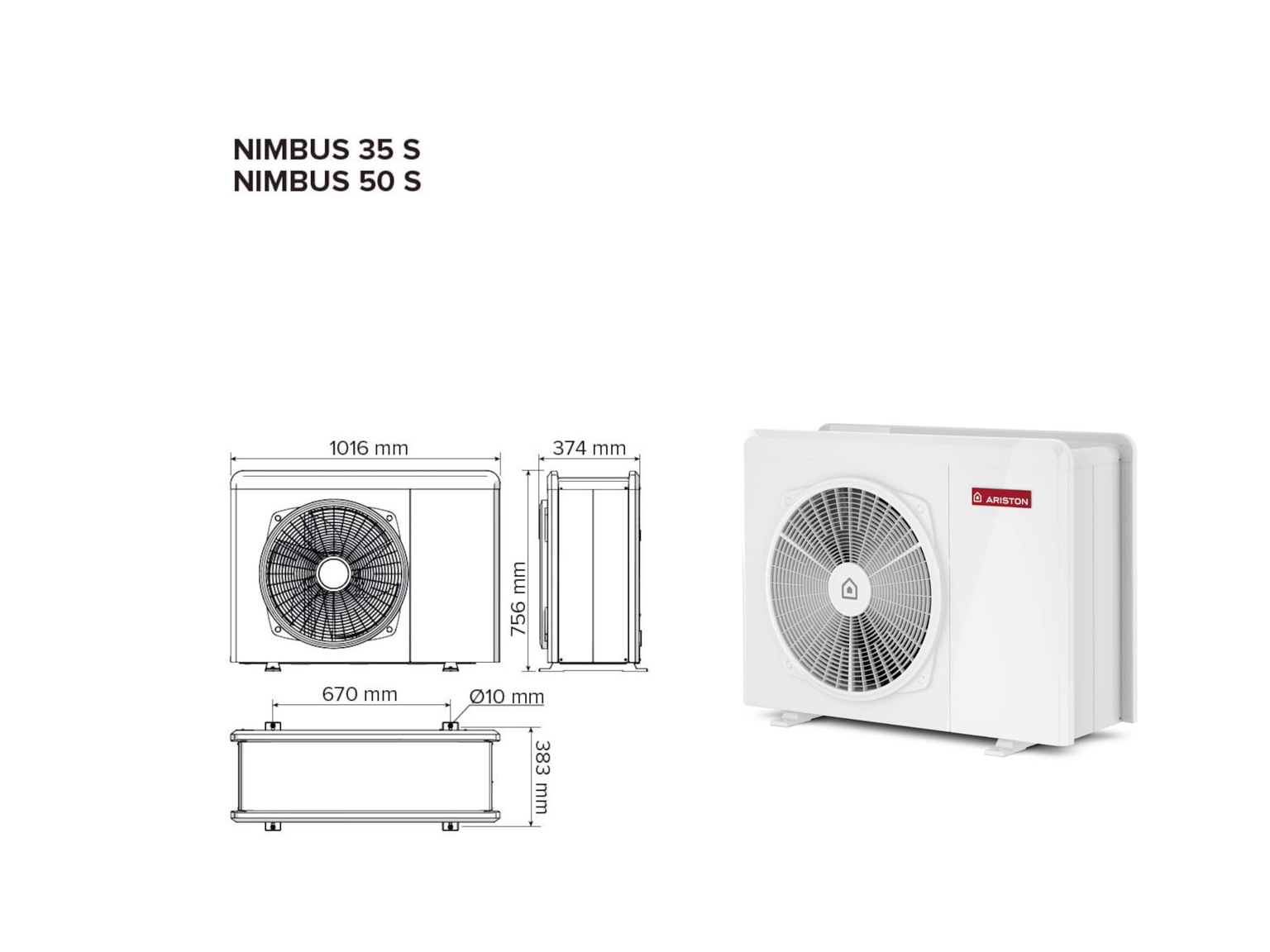 Šilumos siurblys Oras-Vanduo Ariston Nimbus R32, Flex, 35 S Net 6.35 kW, su 190l vandens šildytuvu ir Wi-Fi - 5