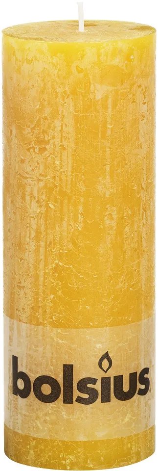 Cilindrinė žvakė RUSTIC COMB YELLOW, kreminės sp., 19 x 6,8 cm