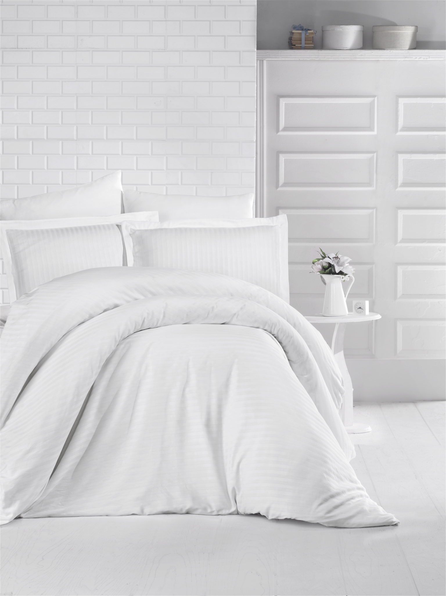 Satininės patalynės kompl. CREYA STRIPE, baltos sp., 160x200cm, 2x50x70cm, 2x70x70cm, 100% medv.-0