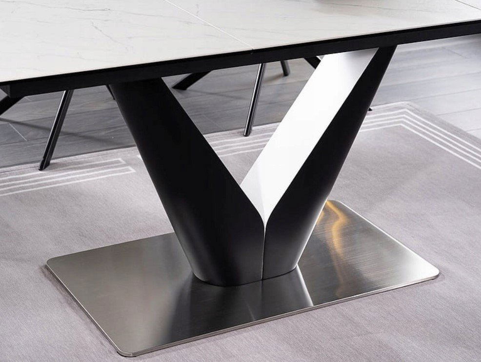 Valgomojo stalas CANYON CERAMIC, 160 x 90 cm, balta/juoda - 4