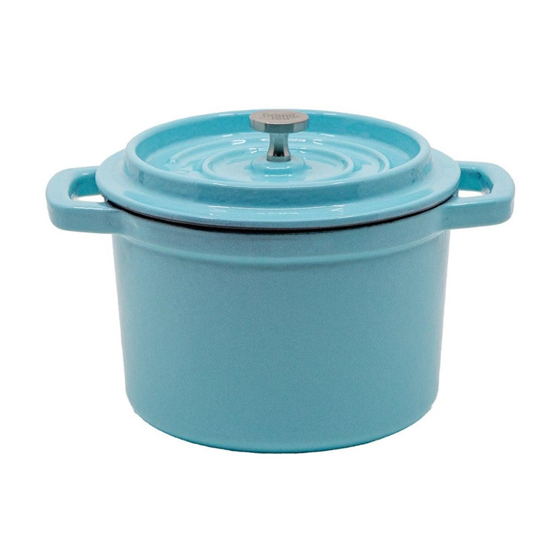 Ketaus mini puodas GRAND FEU, emaliuotas, su dangčiu, šviesiai mėlynos sp., 0,65 L-0