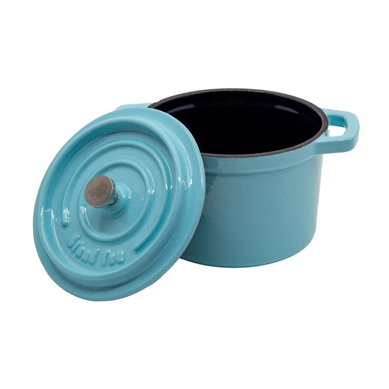 Ketaus mini puodas GRAND FEU, emaliuotas, su dangčiu, šviesiai mėlynos sp., 0,65 L - 3