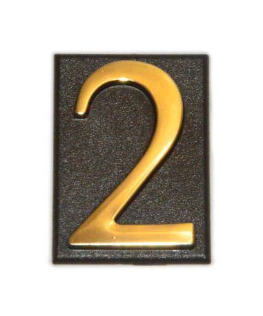 Buto numeris 2, 32 x 45 mm, plastikinis, aukso sp.-0