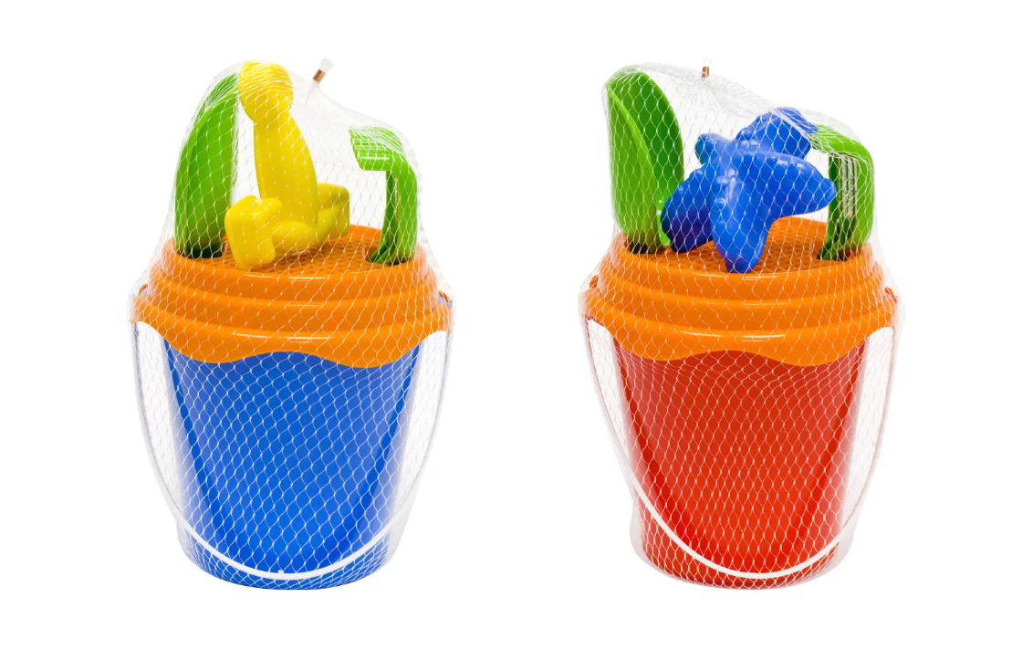 Smėlio žaislų rinkinys, su kibirėliu ir formele, 14 cm-0