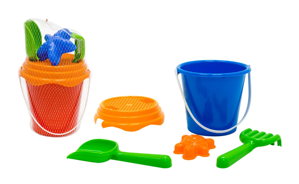 Smėlio žaislų rinkinys, su kibirėliu ir formele, 14 cm-1