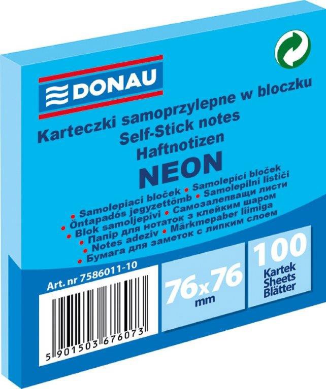 Lipnūs lapeliai neon mėlyni, 76x76 mm, 100 vnt-0