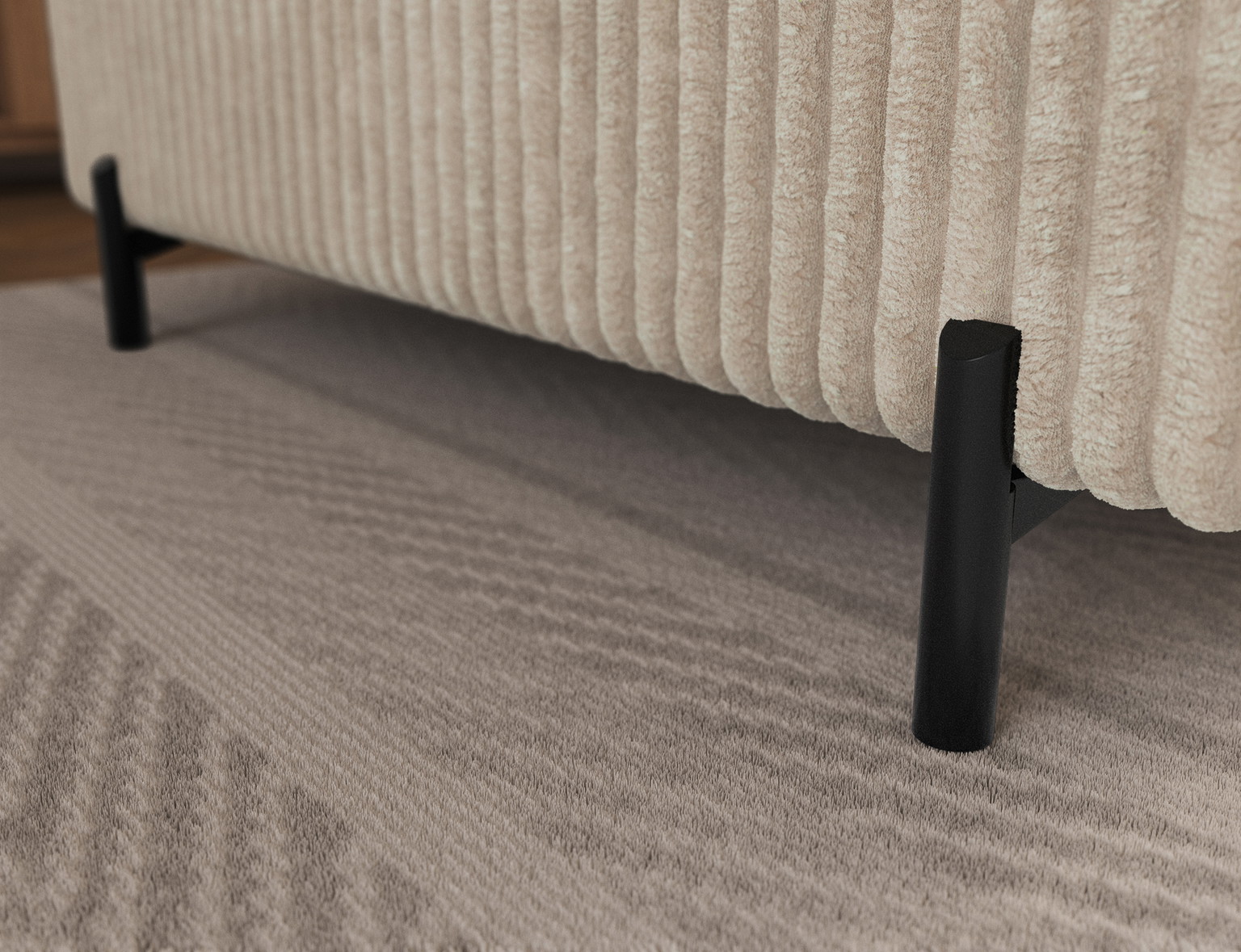 Kampinė sofa - lova Colesio, kreminė sp., dešininė, 200 x 274 cm x 93 cm - 8
