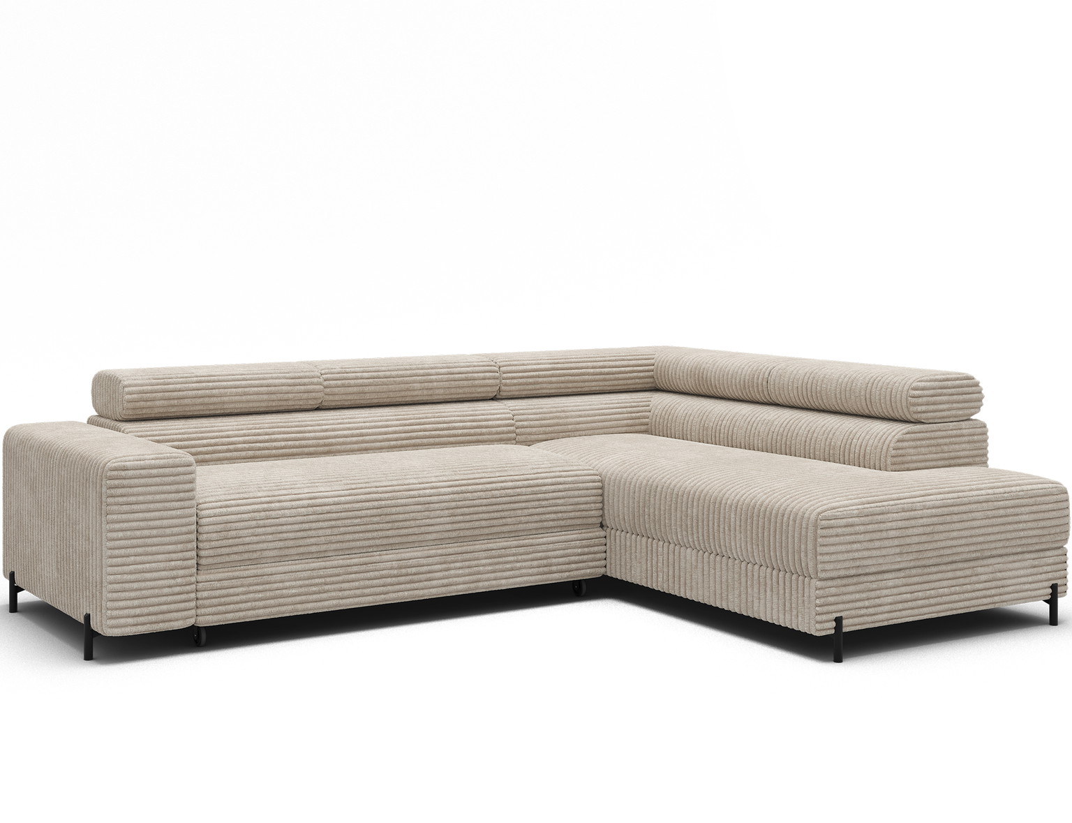 Kampinė sofa - lova Colesio, kreminė sp., dešininė, 200 x 274 cm x 93 cm - 3