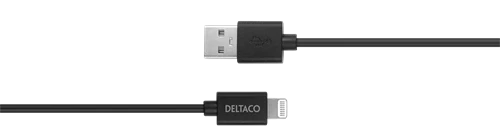 Laidas DELTACO USB-A-Lightning, 1m, Apple C189 chipset, MFi, FSC, juodos sp.-1