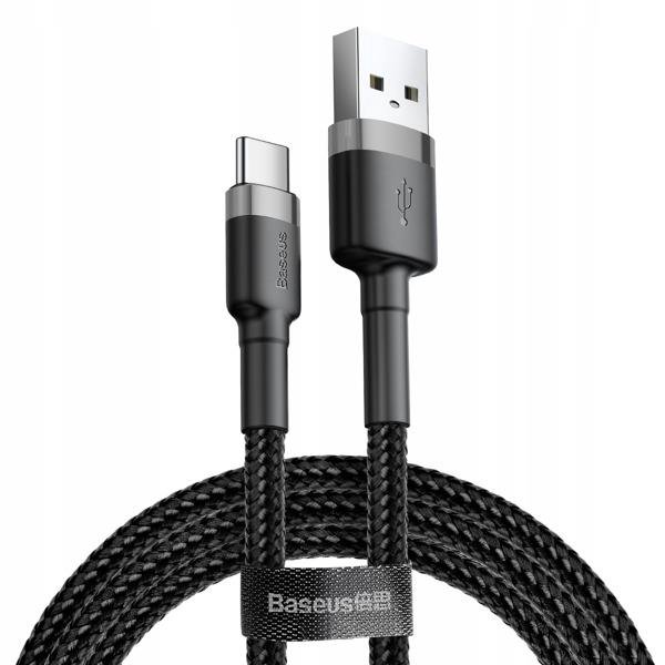 Kabelis BASEUS, USB A - USB C kištukas, QC3.0, juodos / pilkos sp., 0,5 m-0