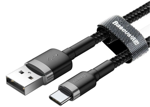 Kabelis BASEUS, USB A - USB C kištukas, QC3.0, juodos / pilkos sp., 0,5 m-1