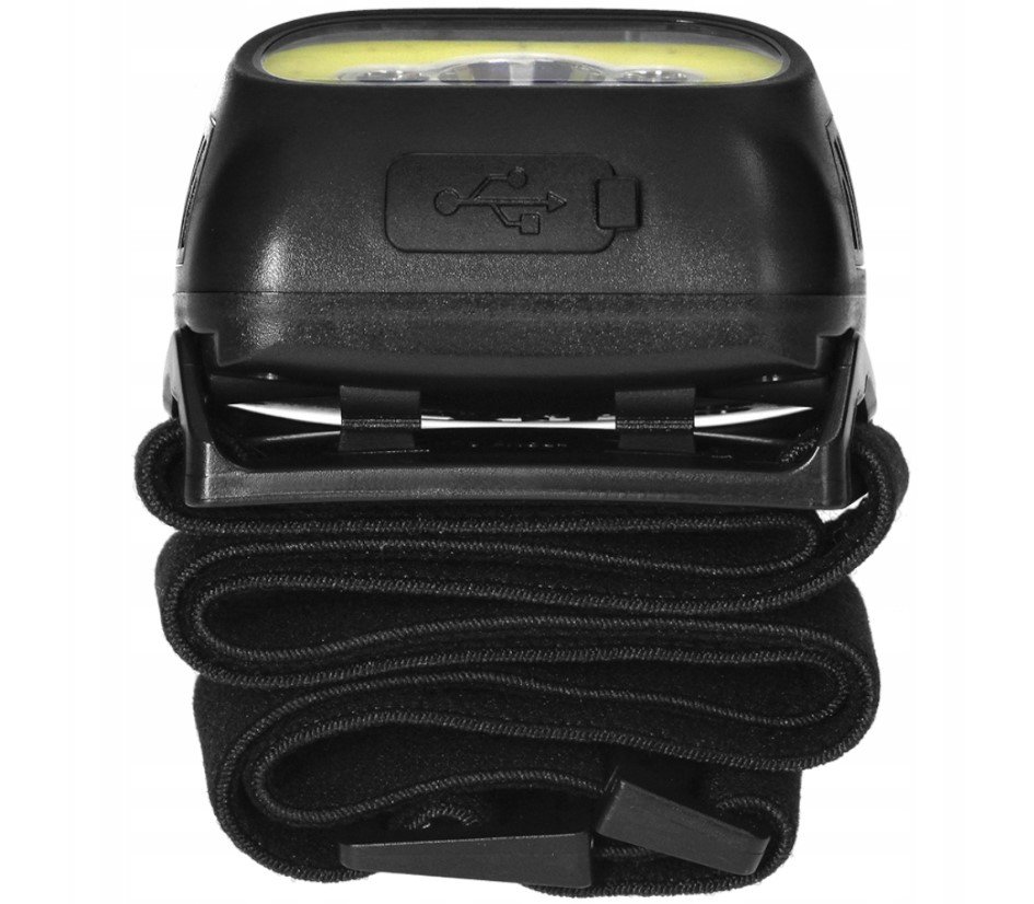 Pakraunamas LED žibintas ant galvos VIRONE, 3W, 350lm, pakraunamas USB, juodos/geltonos sp - 3