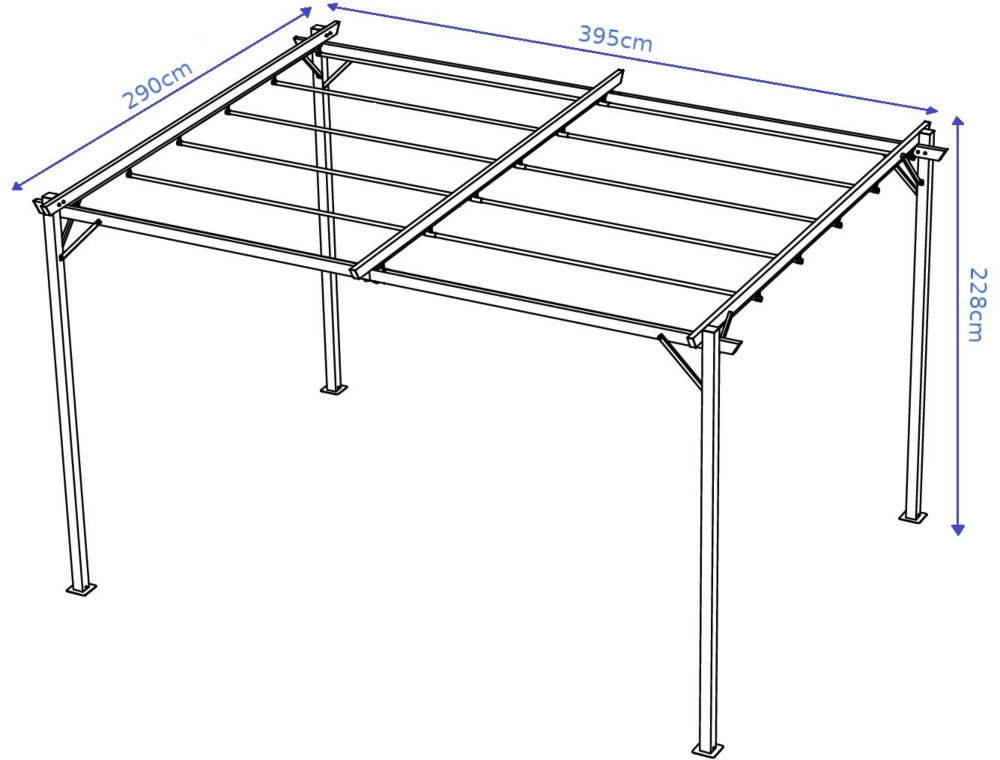 Pavėsinė Pergola SPRINT PLUS 290x395 cm, Anthracite/White-2