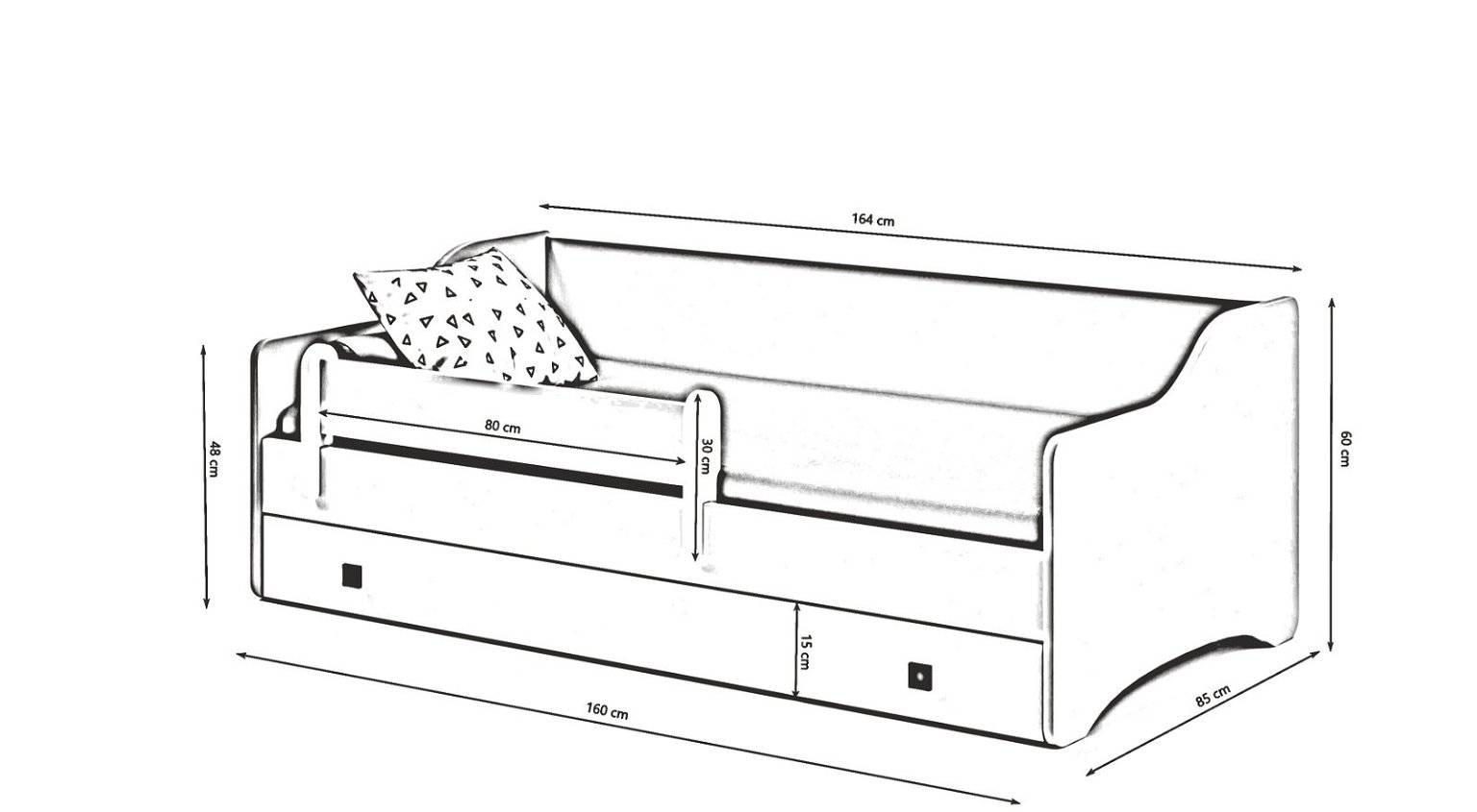 Vaikiška lova su stalčiumi Erik Grey, 160x80 cm - 3