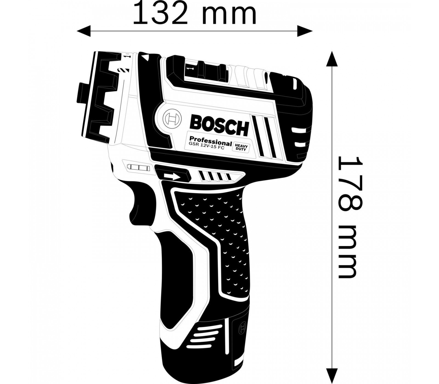 Akumuliatorinis suktuvas-gręžtuvas BOSCH GSR 12V-15 FC, 12 V, 2 x 2,0 Ah Li-Ion - 4