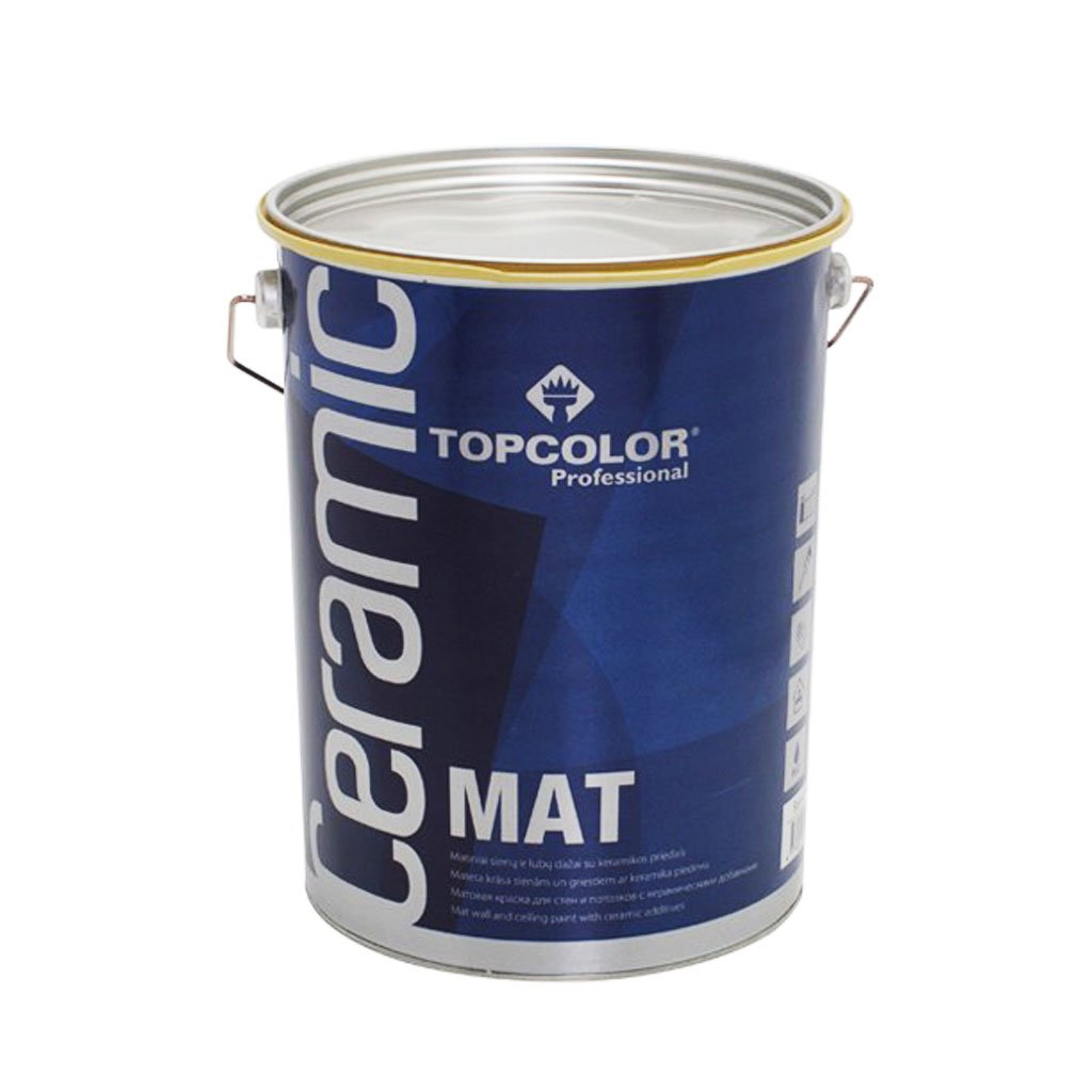 Sienų dažai su keramikos priedais TOPCOLOR CERAMIC MAT, visiškai matiniai, baltos sp., 1 l-0