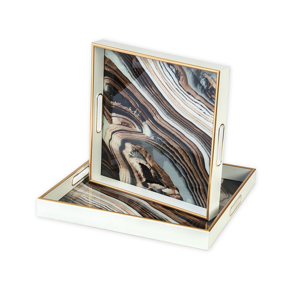 Dekoratyvinis stiklinis padėklas ONYX, 35 x 35 x 4,5 cm-1