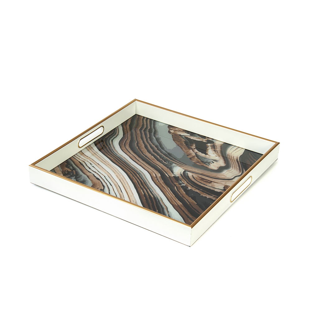 Dekoratyvinis stiklinis padėklas ONYX, 35 x 35 x 4,5 cm-0