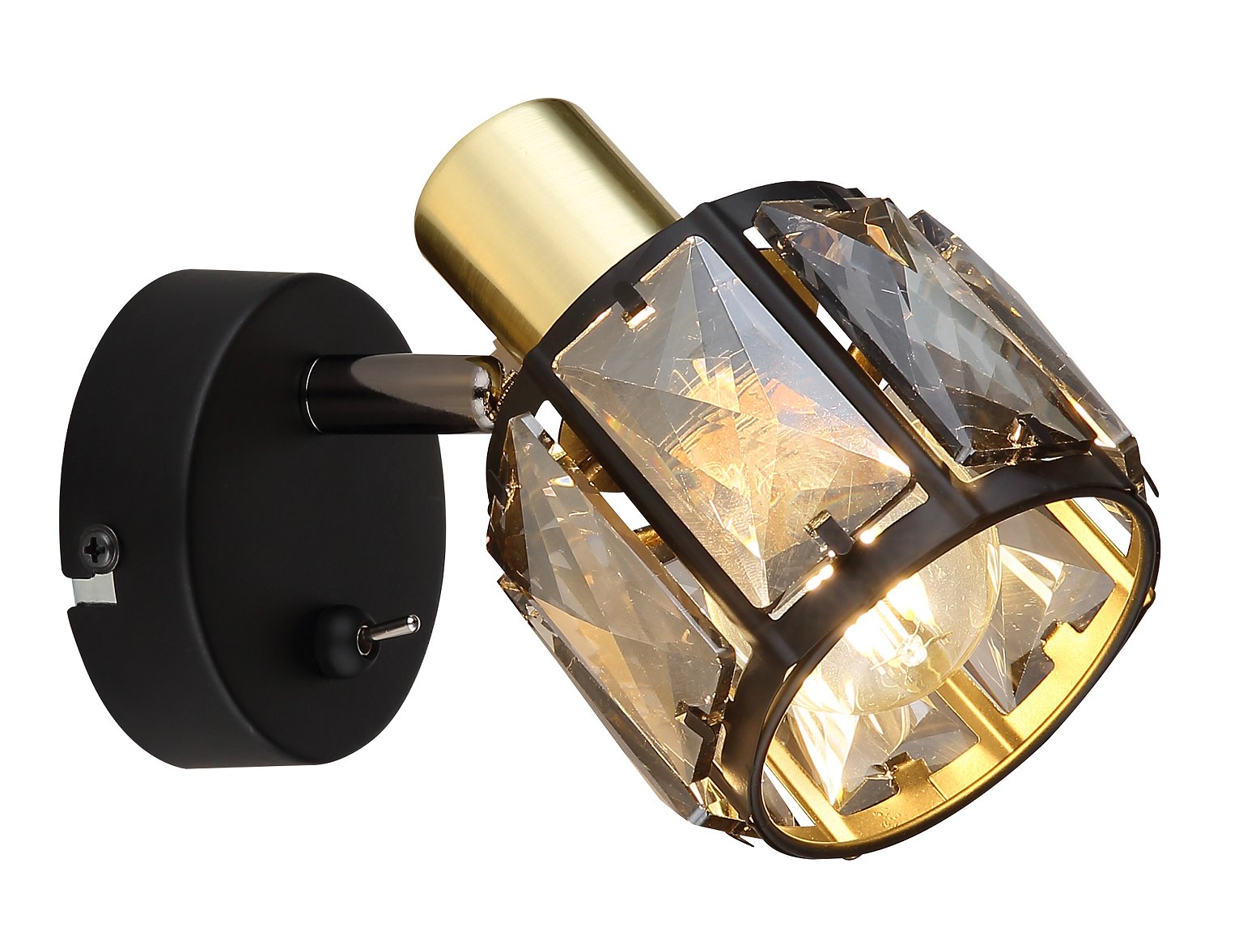 Taškinis šviestuvas GLOBO Indiana, 1 x E14, 40W, juodos/ aukso sp., 9,2 x 12,5 x 16 cm - 1