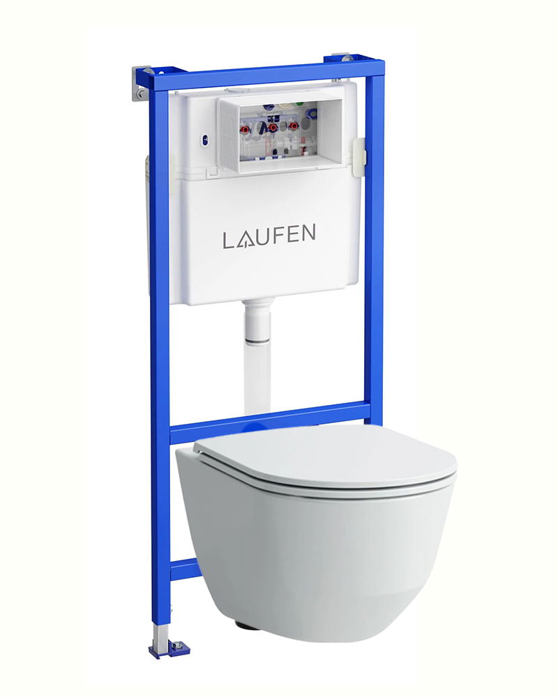 Unitazo komplektas LAUFEN PRO, pot. rėmas, unitazas, l. nusileidž. dangtis, juodas nuleidimo myg.-0