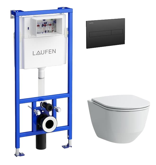 Unitazo komplektas LAUFEN PRO, pot. rėmas, unitazas, l. nusileidž. dangtis, juodas nuleidimo myg.-1