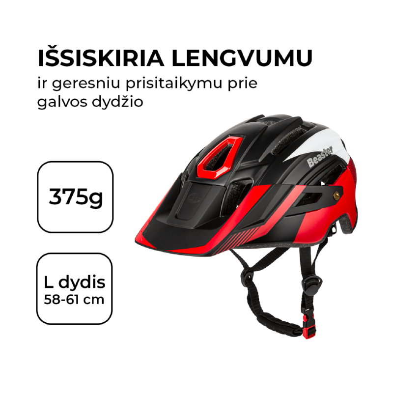 Šalmas Beaster BS829R, L dydis - 6