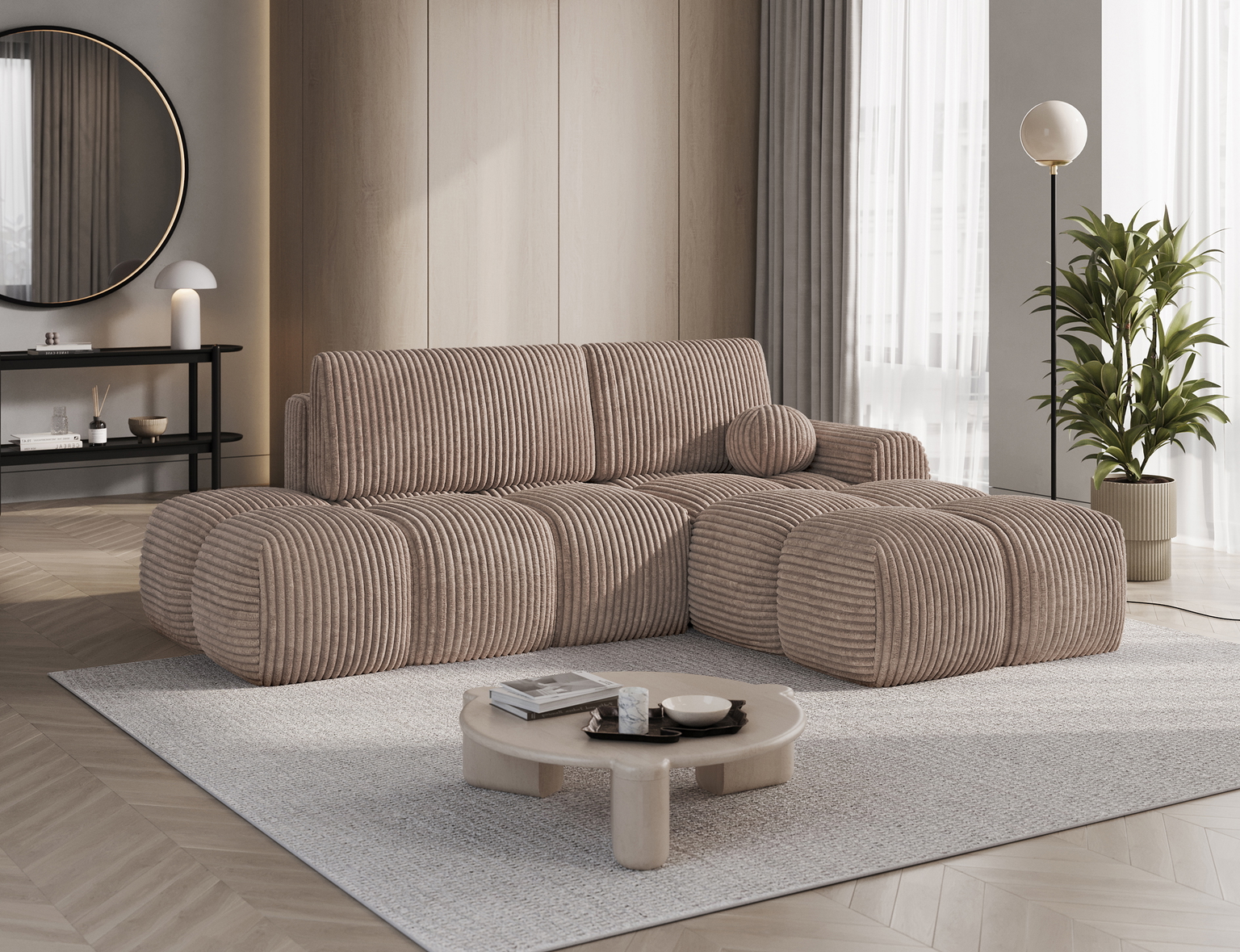 Kampinė sofa Vittario, šviesiai ruda sp., 170 x 227 cm x 95 cm - 4