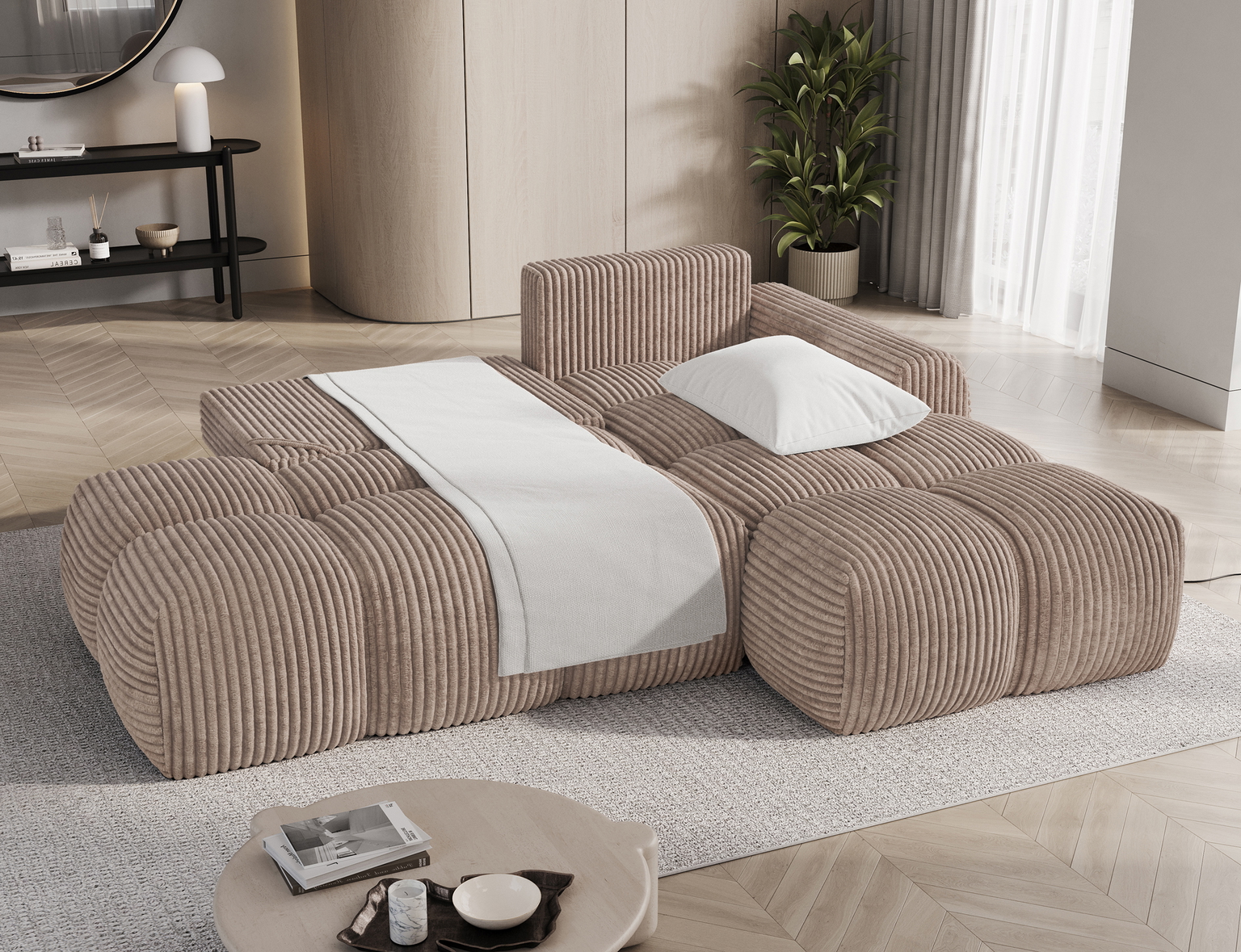 Kampinė sofa Vittario, šviesiai ruda sp., 170 x 227 cm x 95 cm - 6