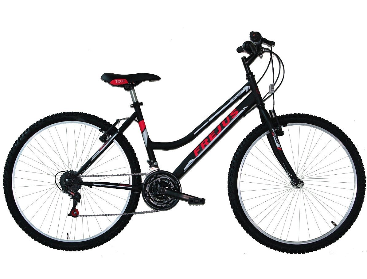 Paauglių dviratis FREJUS MTB, 26 dydis, juodos/raudonos sp.