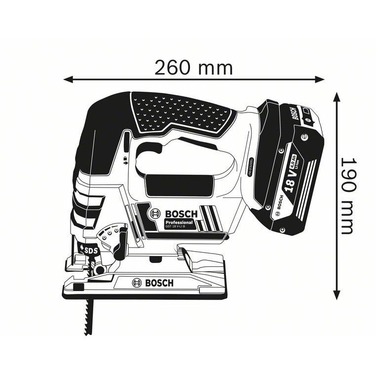 Akumuliatorinis siaurapjūklis BOSCH PRO GST 18 V-LI B, 18 V-1