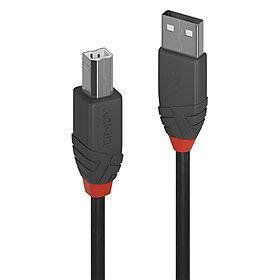 Laidas Lindy Anthra Line USB 2.0 A male, USB 2.0 B male, 10 m, juoda-0