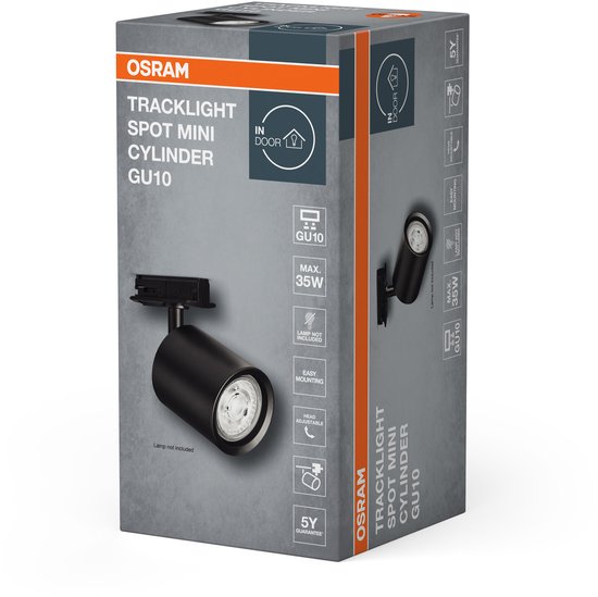 Taškinis bėgelių šviestuvas OSRAM TRACKLIGHT SPOT MINICYLINDER, 1xGU10, juodas, 14x9x6,5cm - 4