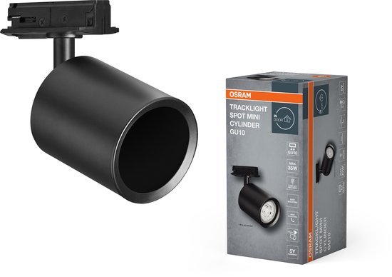 Taškinis bėgelių šviestuvas OSRAM TRACKLIGHT SPOT MINICYLINDER, 1xGU10, juodas, 14x9x6,5cm-1