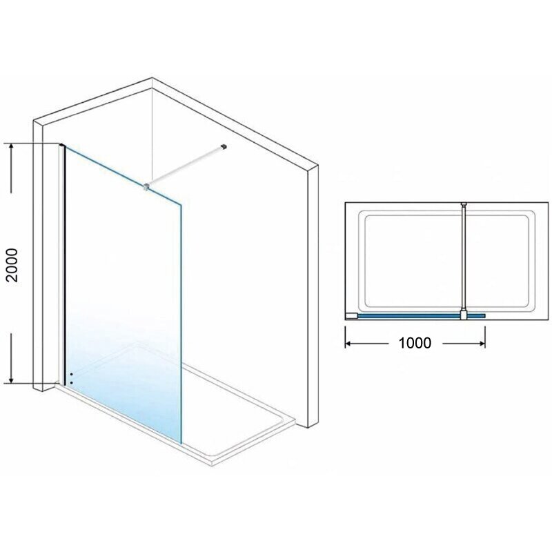 Dušo sienelė AQUALUX Walk-in 1000, 100 x 200 cm, juodos spalvos - 6