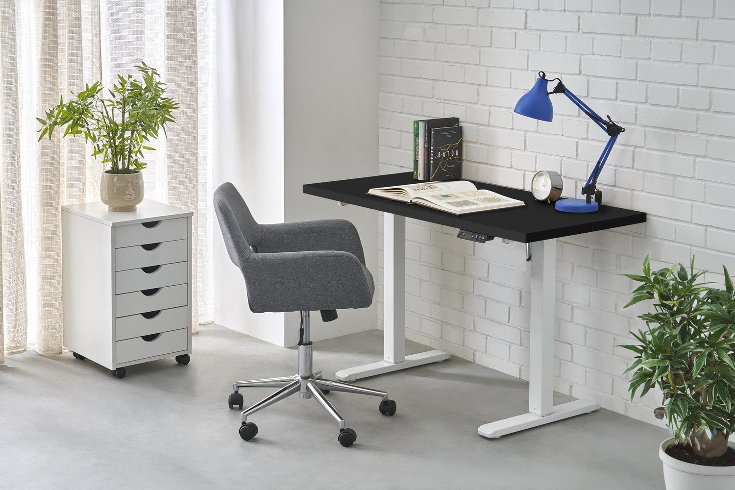 Reguliuojamo aukščio rašomasis stalas B/54, 120 x 60 cm, juoda/balta - 5