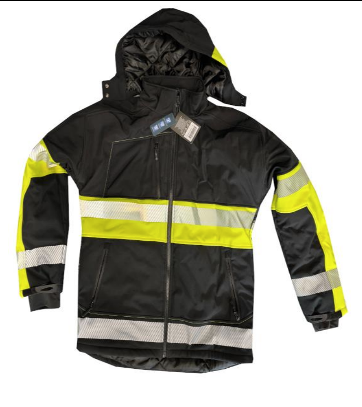 Žieminė darbinė striukė SOFTSHELL, juodos spalvos su signalinėmis juostomis, M dydis-0