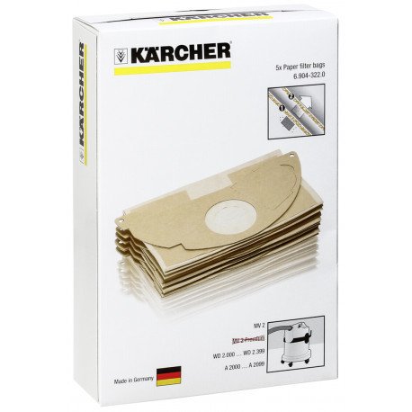 Popieriniai filtrų maišeliai KARCHER, siurbliui WD 2, 5 vnt. - 3