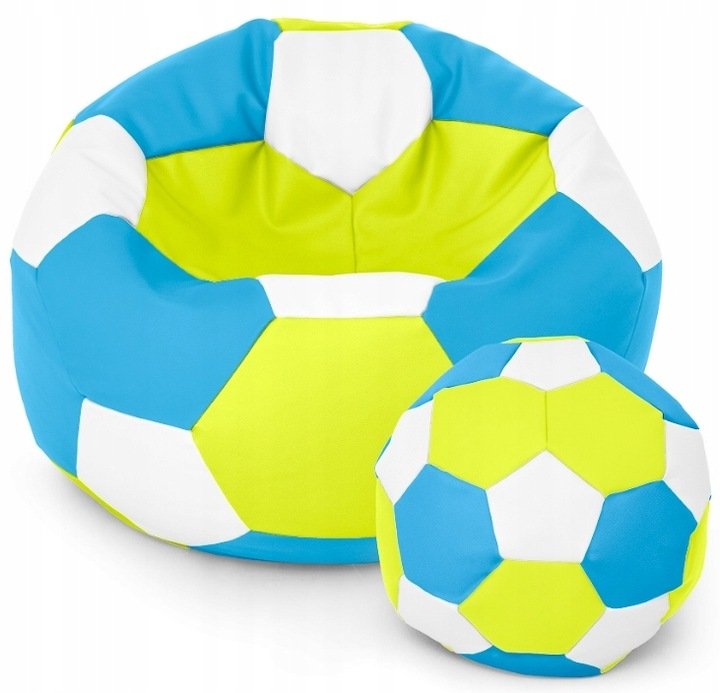 Sėdmaišis su pufu Ball XXXL (80 cm), Lime/Blue/White
