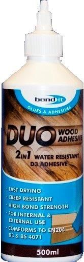 Medienos klijai BOND IT D3 DUO 2 IN 1 WOOD GLUE, 250 ml-0