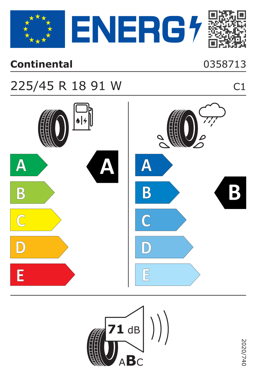 Continental EcoContact 6 225/45 R18 91 W - 2