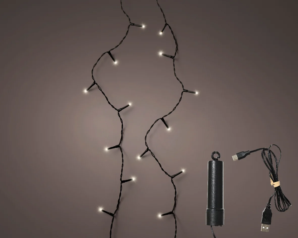 El. lauko girlianda LUMINEO DURACHARGE 100LED IP44 įkraunama 1500mAh šiltai balta 8rež 7,4m-1