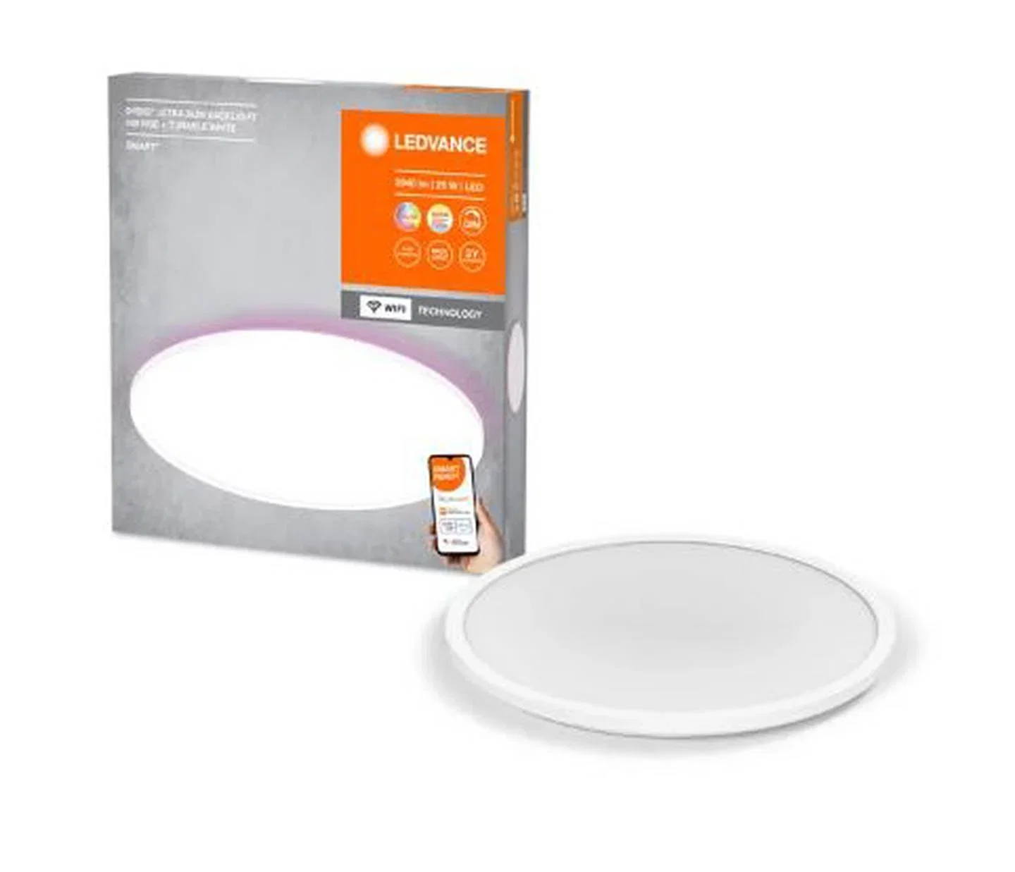 Išmanusis lubinis LED šviestuvas OSRAM ULTRA SLIM WIFI IP20 25W 2700-6500K RGB+TW 2940lm baltasØ40cm-1