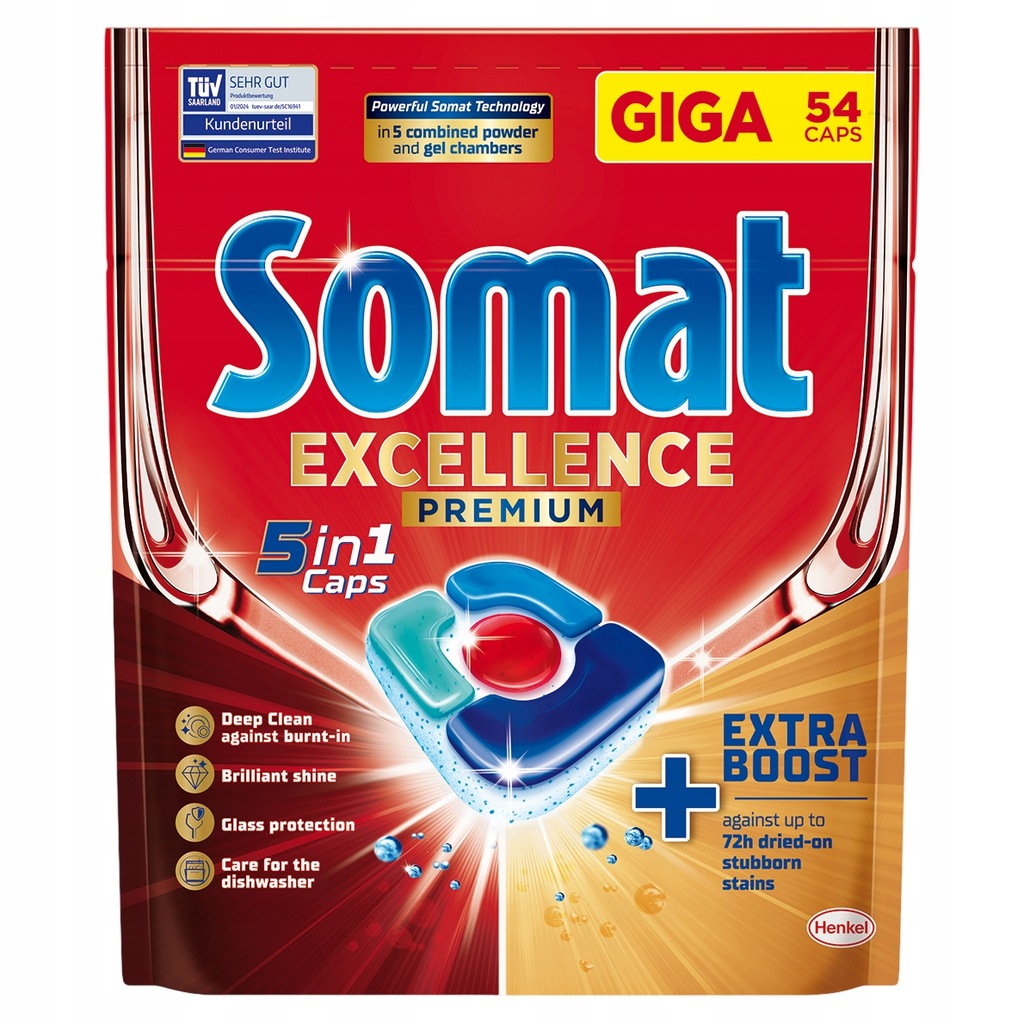 Indaplovių kapsulės SOMAT Excellence PREMIUM 5 in 1, 54 vnt. - 1