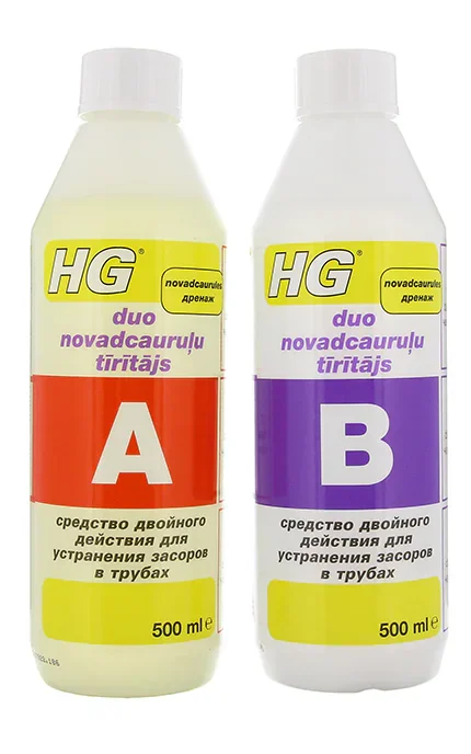 Dviejų dalių kanalizacijos vamzdžių šalinimo priemonė HG, 2 x 500 ml