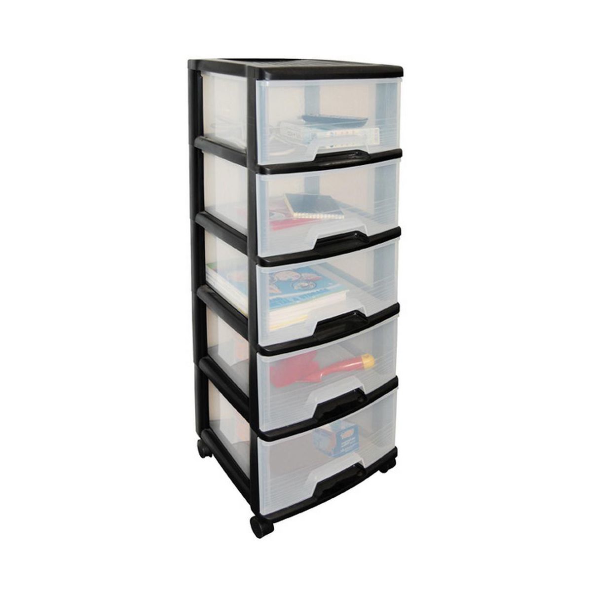Komoda CURVER REGAL, 5 stalčių, juoda/skaidri, h100 x 39 x 37 cm-1