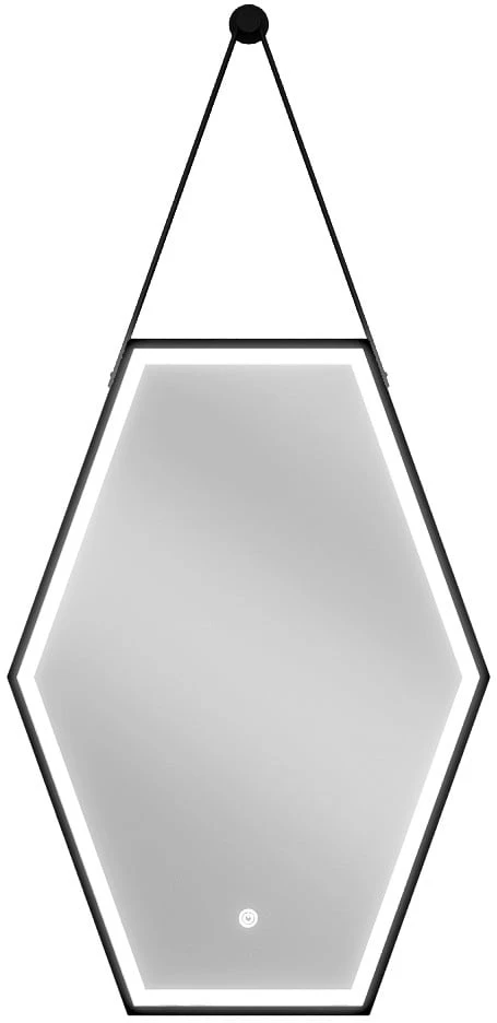 Vonios veidrodis Mexen Orla Black su LED apšvietimu ir šildymo kilimėliu, 50 x 70 cm