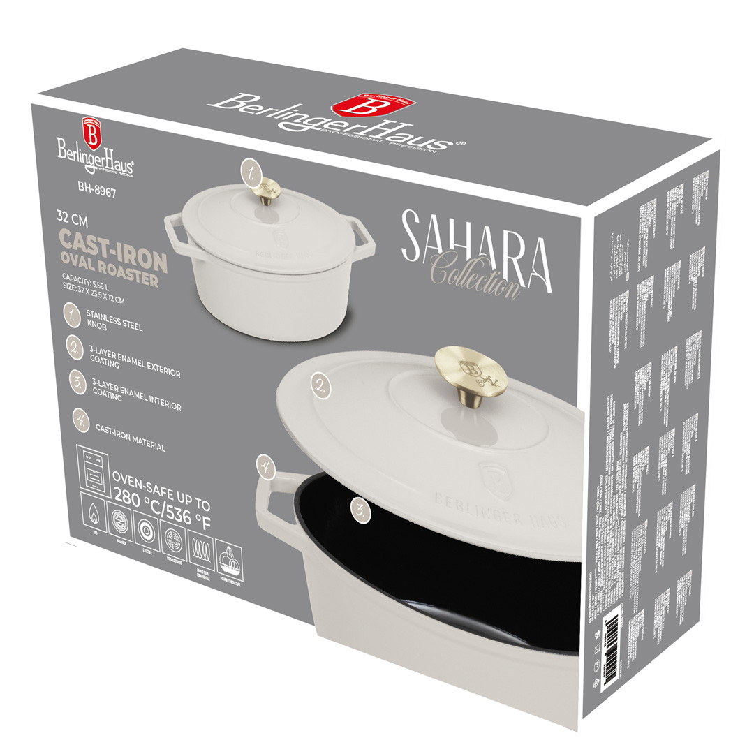 Ketaus kepimo indas BERLINGERHAUS SAHARA, kreminės sp., ø32 cm, 5,56 L - 4